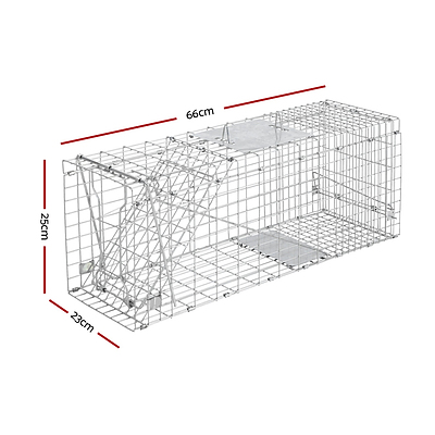 Set of 2 Humane Animal Trap Cage 66 x 23 x 25cm  - Silver - Brand New - Free Shipping