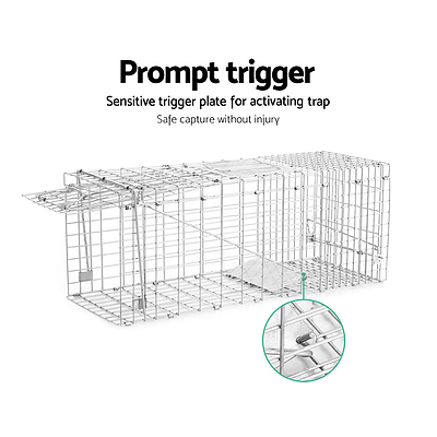 Set of 2 Humane Animal Trap Cage 66 x 23 x 25cm  - Silver - Brand New - Free Shipping