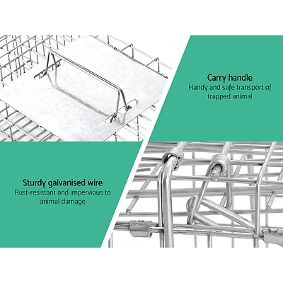 Set of 2 Humane Animal Trap Cage 66 x 23 x 25cm  - Silver - Brand New - Free Shipping