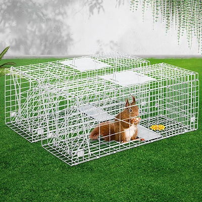Set of 2 Humane Animal Trap Cage 66 x 23 x 25cm  - Silver - Brand New - Free Shipping