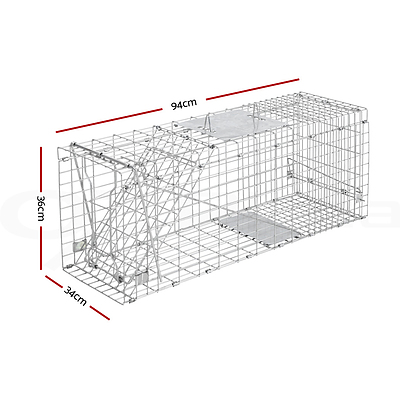 Humane Animal Trap Cage 94 x 34 x 36cm - Silver - Brand New - Free Shipping