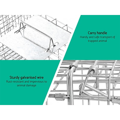 Humane Animal Trap Cage 94 x 34 x 36cm  - Silver - Brand New - Free Shipping