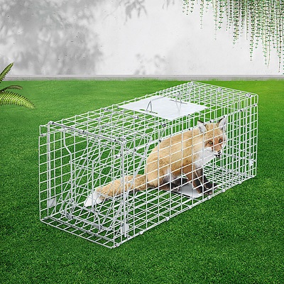 Humane Animal Trap Cage 94 x 34 x 36cm  - Silver - Brand New - Free Shipping