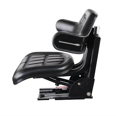 PU Leather Universal Tractor Seat Adjustable Backrest Suspension - Black - Free Shipping