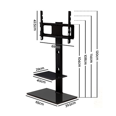 Floor TV Stand with Bracket Shelf Mount
