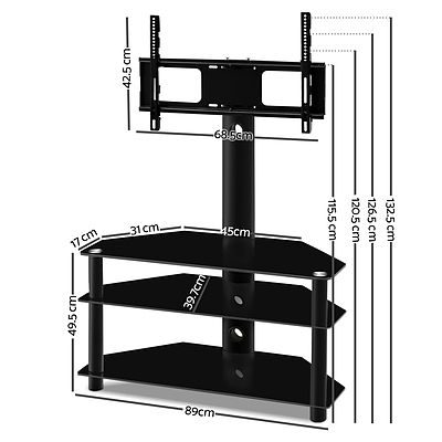 3 Tier Floor TV Stand with Bracket Shelf Mount - Free Shipping