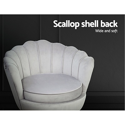 Armchair Lounge Chair Accent Armchairs Retro Single Sofa Velvet Grey - Brand New - Free Shipping