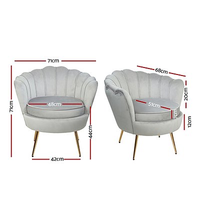 Armchair Lounge Chair Accent Armchairs Retro Single Sofa Velvet Grey - Brand New - Free Shipping