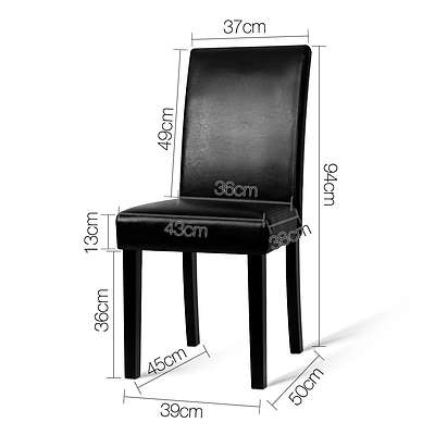 Set of 2 PU Leather Dining Chairs - Black - Free Shipping