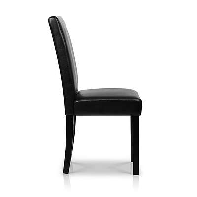 Set of 2 PU Leather Dining Chairs - Black - Free Shipping