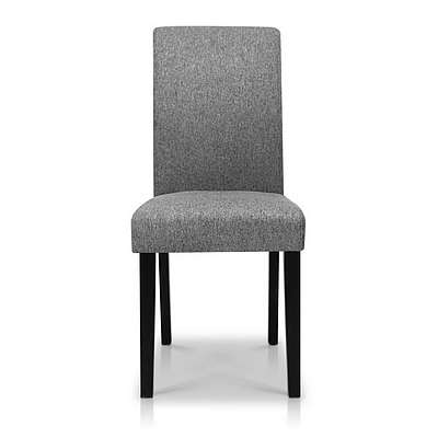 Set of 2 Linen Fabric Dining Chairs - Grey - Free Shipping