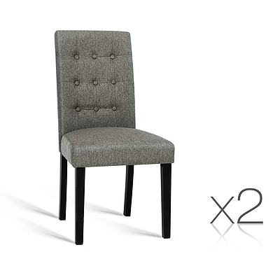 Set of 2 Fabric Dining Chair - Grey - Free Shipping