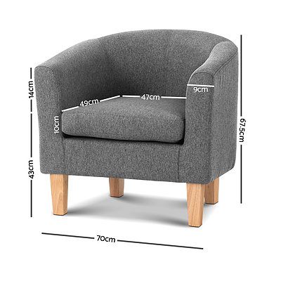 Abby Fabric Armchair - Grey - Brand New - Free Shipping