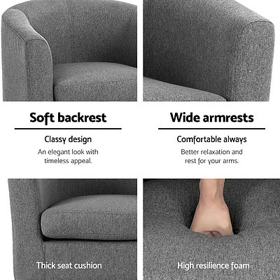 Abby Fabric Armchair - Grey - Brand New - Free Shipping