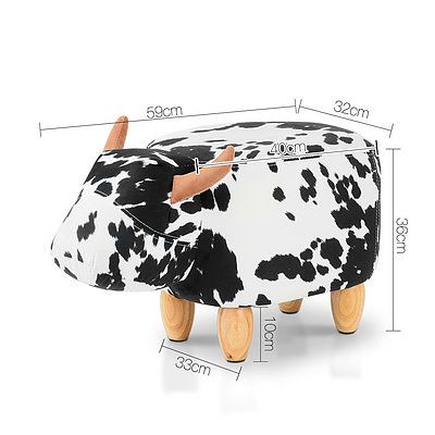 Kids Ottoman Foot Stool Toy Cow Chair Animal Foot Rest Fabric Seat White - Brand New - Free Shipping