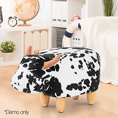 Kids Ottoman Foot Stool Toy Cow Chair Animal Foot Rest Fabric Seat White - Brand New - Free Shipping