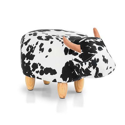 Kids Ottoman Foot Stool Toy Cow Chair Animal Foot Rest Fabric Seat White - Brand New - Free Shipping