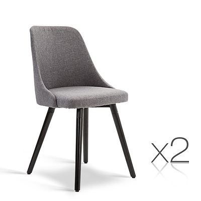 Set of 2 Fabric Dining Chair - Grey - Free Shipping