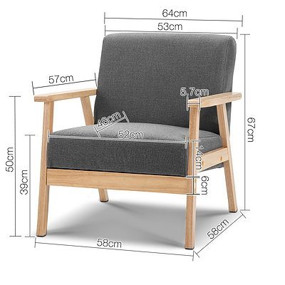 Fabric Armchair - Grey - Brand New - Free Shipping