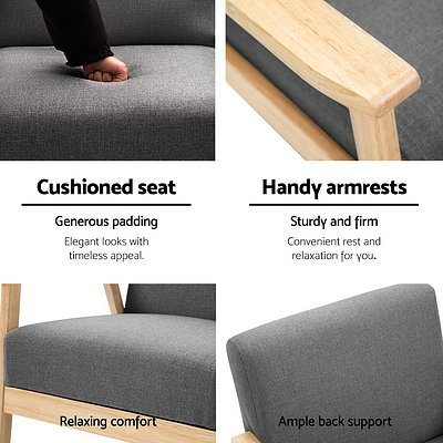 Fabric Armchair - Grey - Brand New - Free Shipping