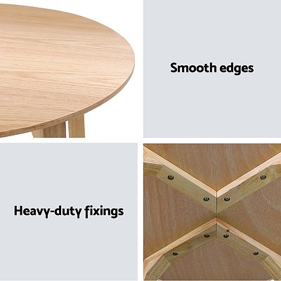 Coffee Table Round Side Tables Nightstand Bedside Furniture Wooden Beige - Brand New - Free Shipping