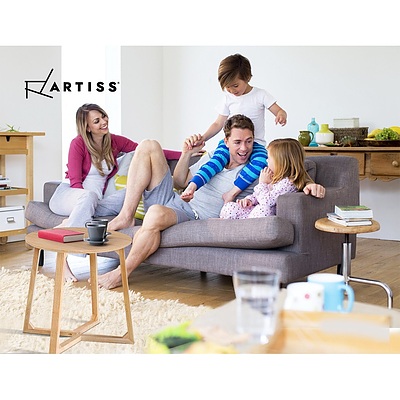 Coffee Table Round Side Tables Nightstand Bedside Furniture Wooden Beige - Brand New - Free Shipping