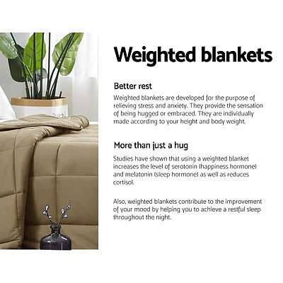 Cotton Weighted Blanket Heavy Gravity Deep Relax Sleep Adult 5KG Brown - Brand New - Free Shipping