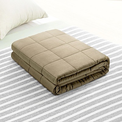Cotton Weighted Blanket Heavy Gravity Deep Relax Sleep Adult 5KG Brown - Brand New - Free Shipping