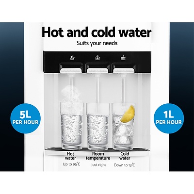 22L Bench Top Water Cooler Dispenser Purifier Hot Cold Three Tap with 2 Replacement Filters - Brand New - Free Shipping