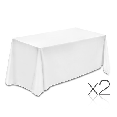 Set of 2 Table Cloths - White 137 x 244 - Brand New - Free Shipping