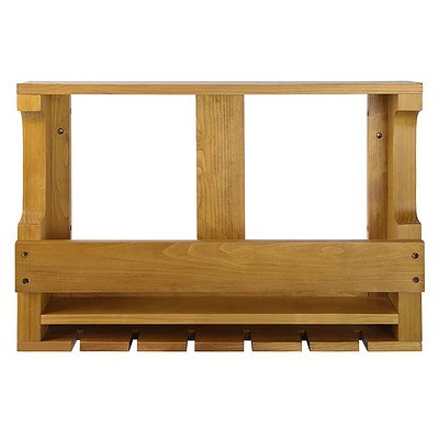 7 Bottle Wall Mounted Wine & Glass Rack - Natural - Brand New - Free Shipping