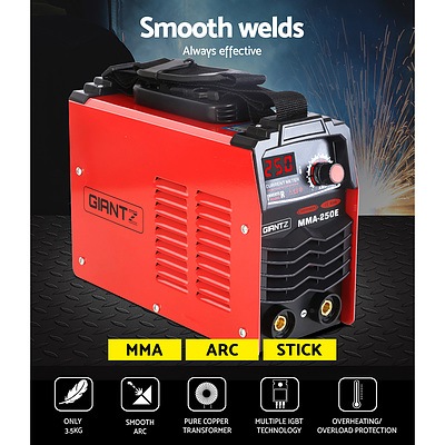 Portable MMA Inverter Welder Stick ARC DC Metal Welding Machine 250Amp