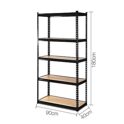 Giantz 5 Tier Shelving Unit - Black - Free Shipping