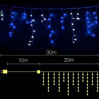 Jingle Jollys 800 LED Christmas Icicle Lights Blue