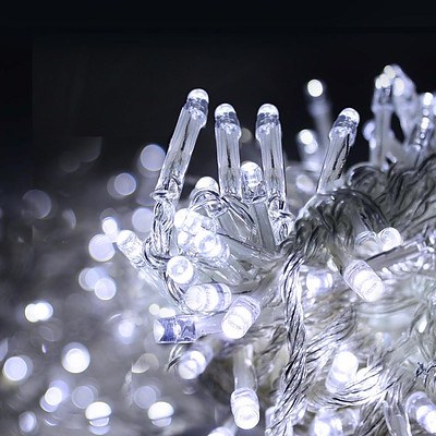 Jingle Jollys 800 LED Christmas Icicle Lights Cold White - Free Shipping