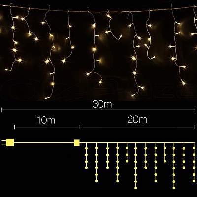 Jingle Jollys 800 LED Christmas Icicle Lights Warm White - Brand new - Free Shipping