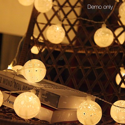 Jingle Jollys Christmas Snowflake Festoon String Lights 50LED Warm White - Free Shipping