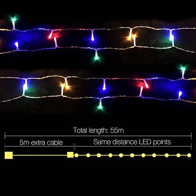 Jingle Jollys 50M Christmas String Lights 500LED Multi Colour