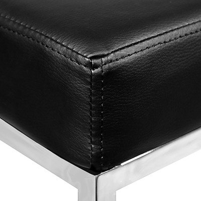 Set of 2 PU Leather Backless Bar Stool - Black - Free Shipping