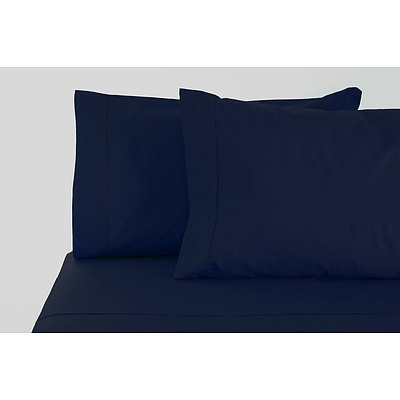 Jenny Mclean La Via Sheet Set 100% Cotton King-Single 400Tc - Navy - Free Shipping - RRP: $149.95