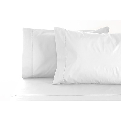 Jenny Mclean La Via Sheet Set 100% Cotton Queen 400Tc - White - Free Shipping - RRP: $179.95