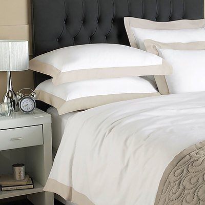 Jenny Mclean La Via Border Quilt Cover Set 100% Cotton Queen 400Tc - Linen - Free Shipping - RRP: $179.95