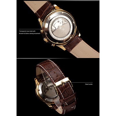 Kronen & Sohne Multifunction Automatic Mechanical Watch - RRP: $500 - Brand New